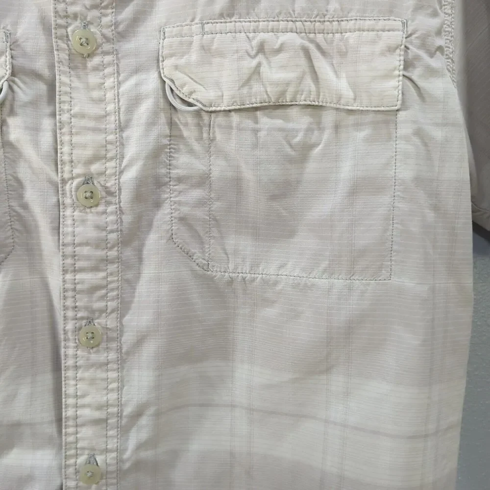 The North Face Men's Med Vaper Wick Gray Plaid‎ Short Sleeve Button Up Shirt 537